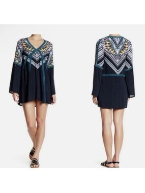 Red Carter Feather Swim Coverup  & Off The Shoulder Black Embroidered Dress NWT